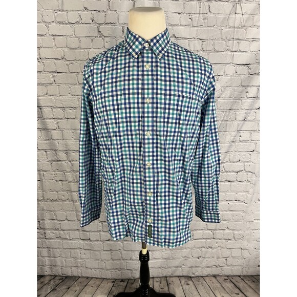 Orvis Nonstop Twill Active Fit Shirt Mens SZ Large Nylon Blue,White - Picture 1 of 9